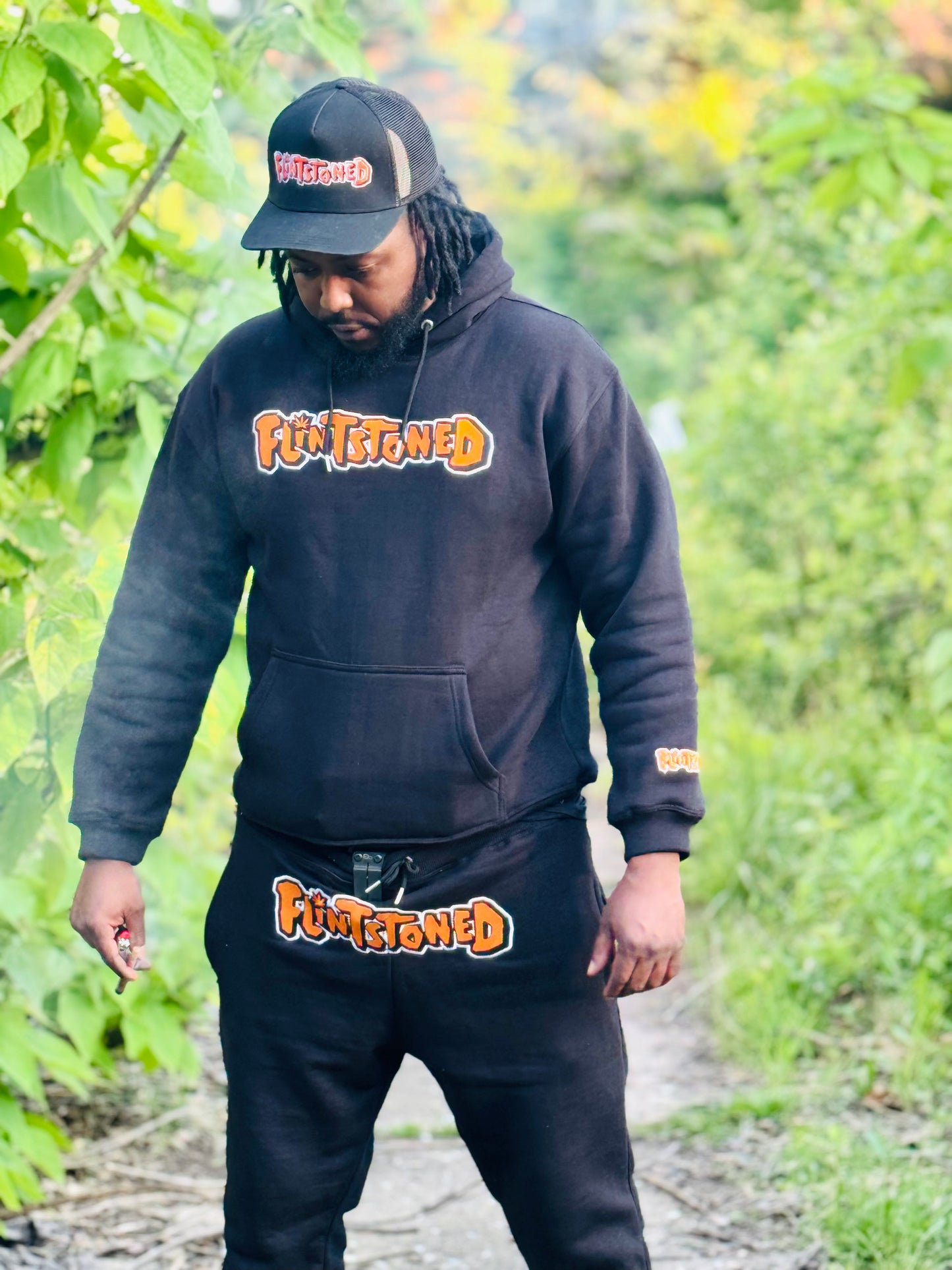 Flintstoned Joggers Black/Orange
