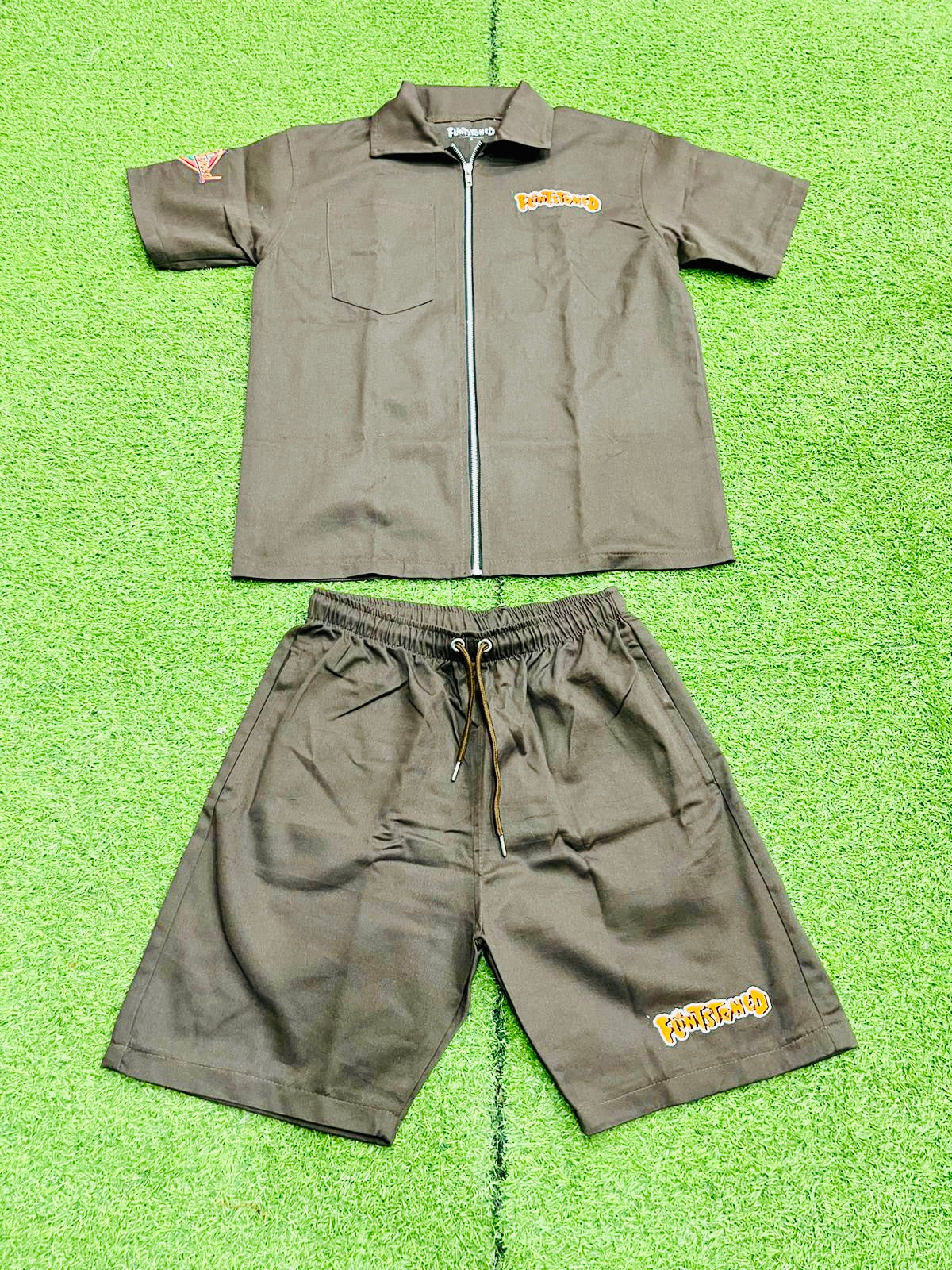 Flintstoned Khaki Suit & Bucket (Drk. Brown)
