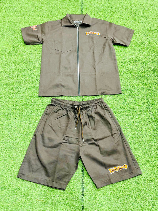 Flintstoned Khaki Suit & Bucket (Drk. Brown)