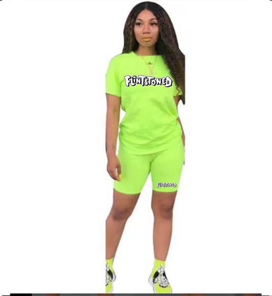 Flintstoned Biker Set (Lime Green)