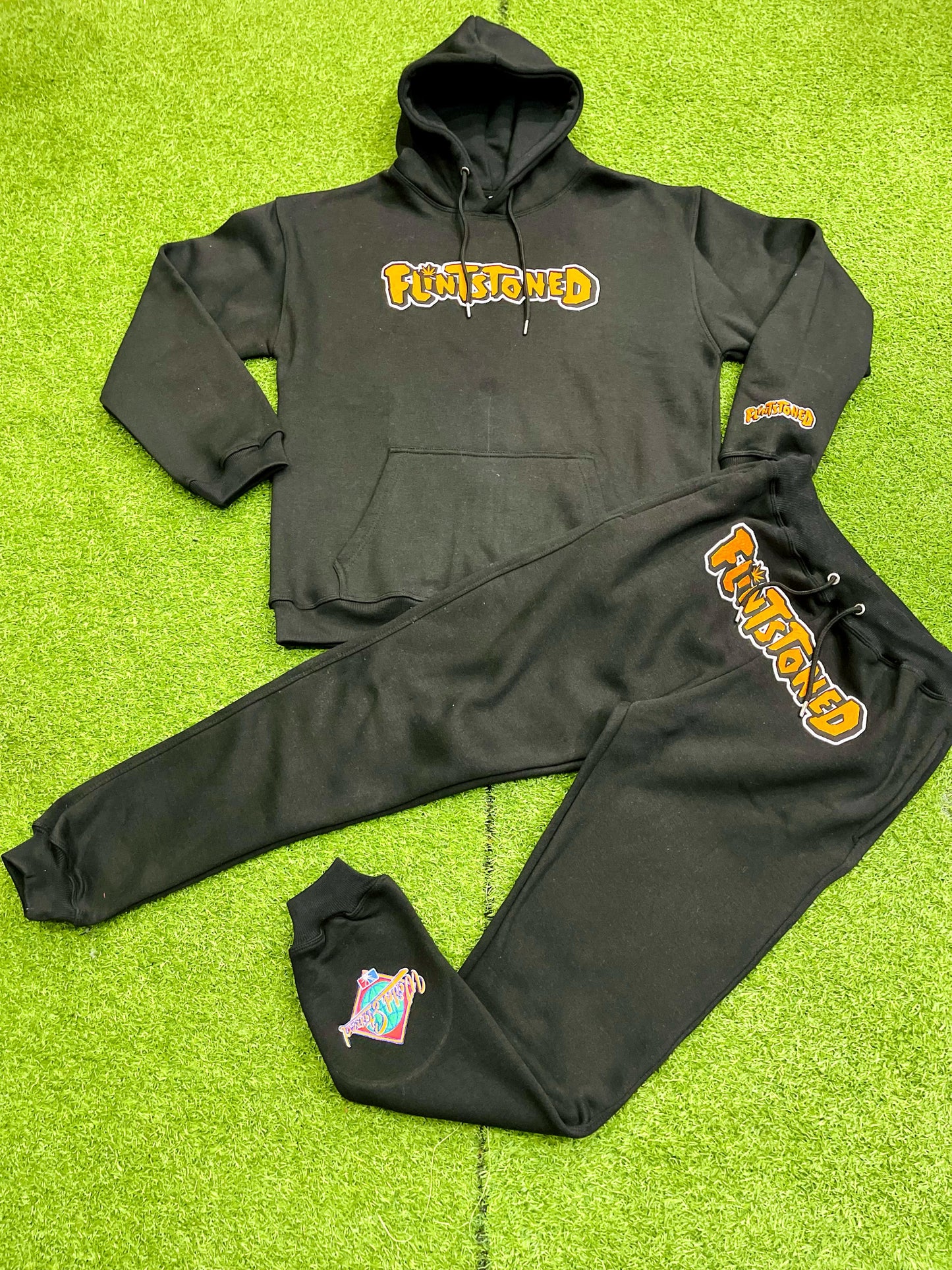 Flintstoned Joggers Black/Orange