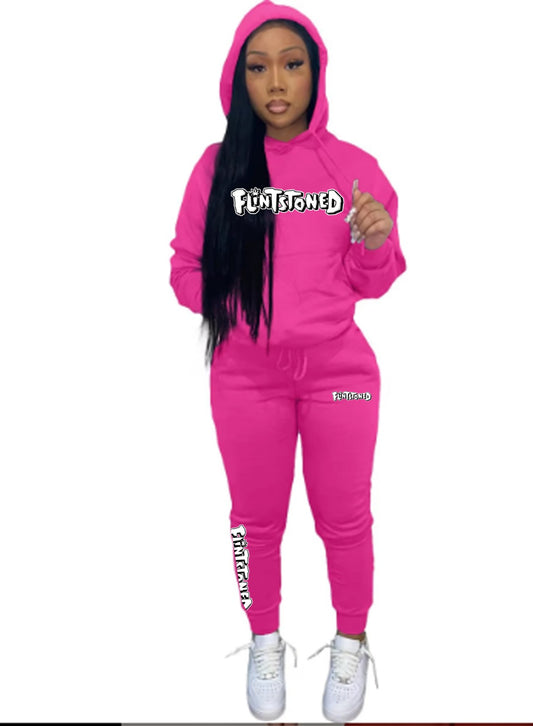 Flintstoned  Jogger Set Pink